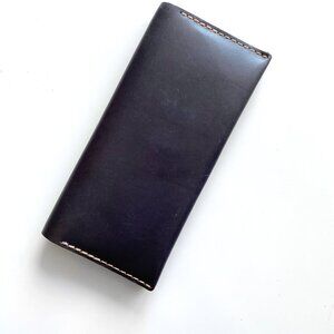 Ezra Arthur No. 12 Long Wallet, Jet Top Stitch Leather Wallet Unisex